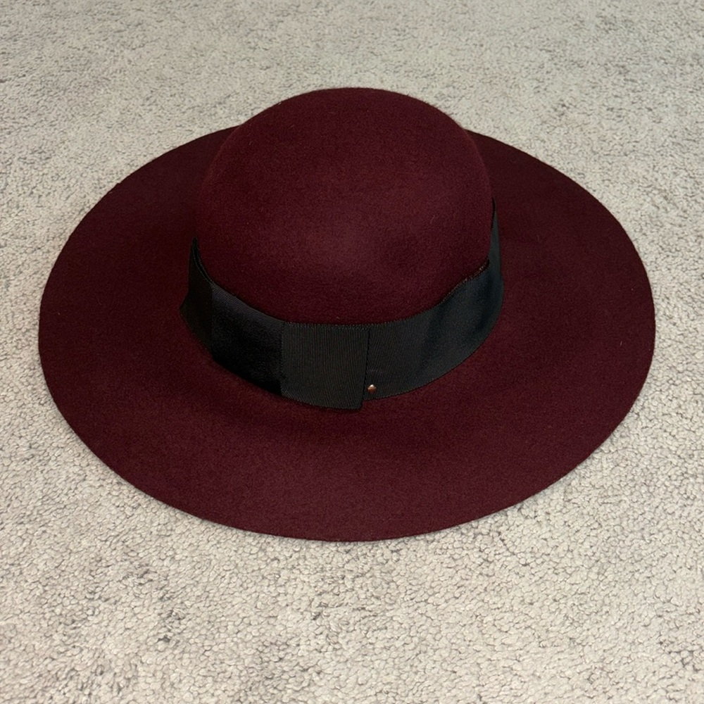 Kate Spade Red Wool Wide Brim fall winter hat